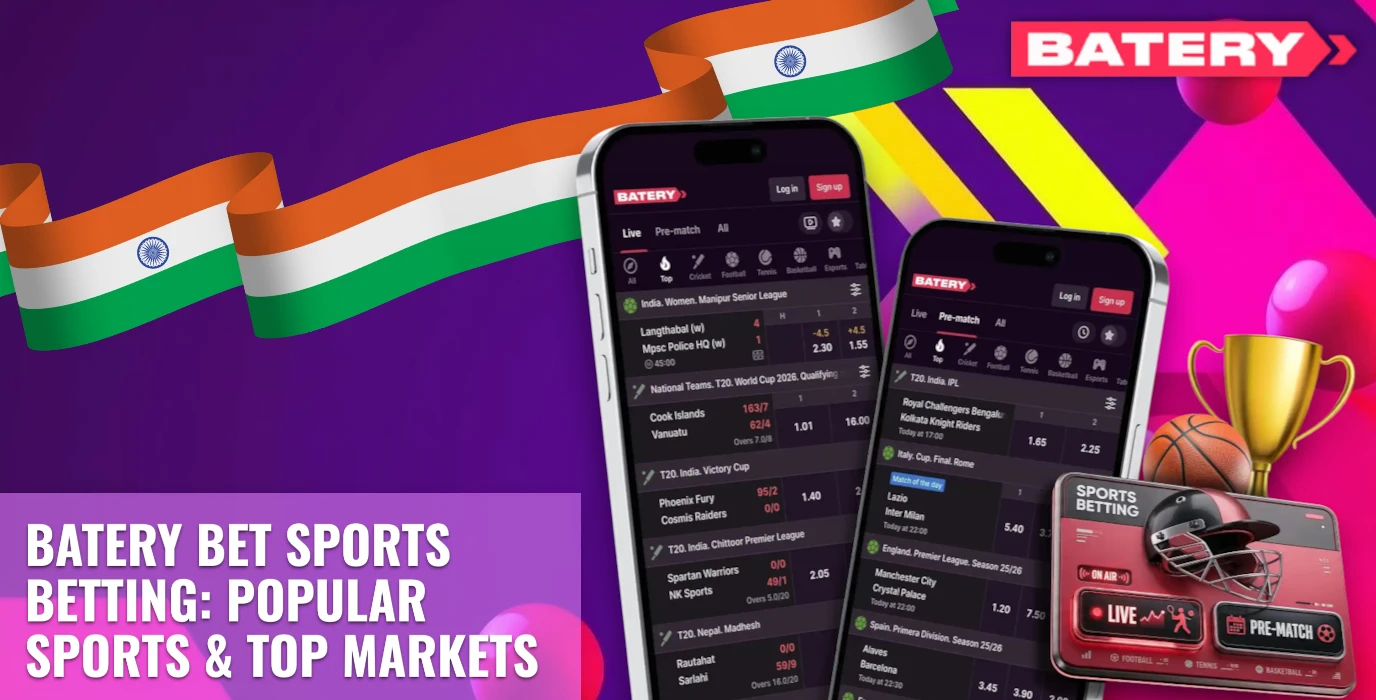 Popular sports disciplines and betting events on Batery Bet